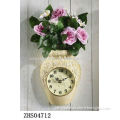 fashional polyresin wall clock with vase